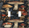 Decorative Switch Plate Covers Vintage Mushroom Floral 2 Gang Double Toggle Light Switch Cover Plate Electrical Wall Plate Outlet Cover Outlet Light Switch Cover for Bedroom Kids room Decor