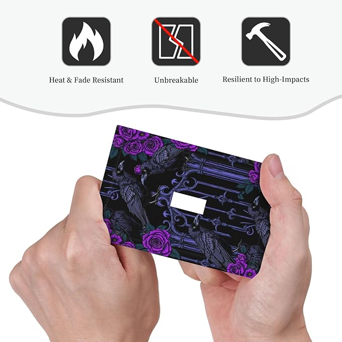 Decorative Light Switch Cover Gothic Style Crow Purple Flowers 1 Gang Single Toggle Decorator Outlet Wall Plate Device Electrical Faceplate Switchplates for Bedroom living Room Decor
