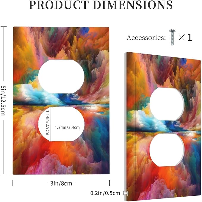 Light Switch Cover Plate Iridescent Abstract Colorful Clouds 1 Gang Duplex Outlet Covers Rainbow Decorative Switch plate Electrical Wall Plates Receptacle Cover for Bathroom Home Decor