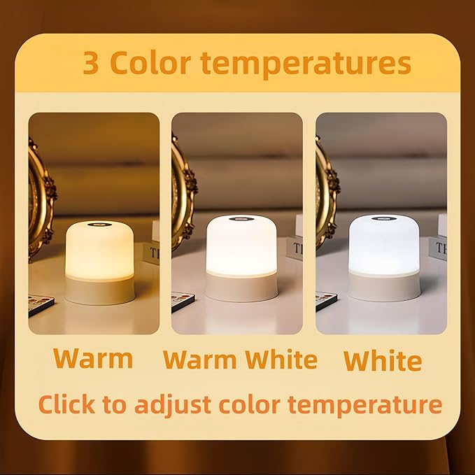 Portable Baby Night Light, 3 Color Egg Lights for Nursery, 2400mAh, Small Rechargeable LED Lamp, Dimmable Touch Nightlight for Newborn, Toddler, Kids, Adults 2 Pack