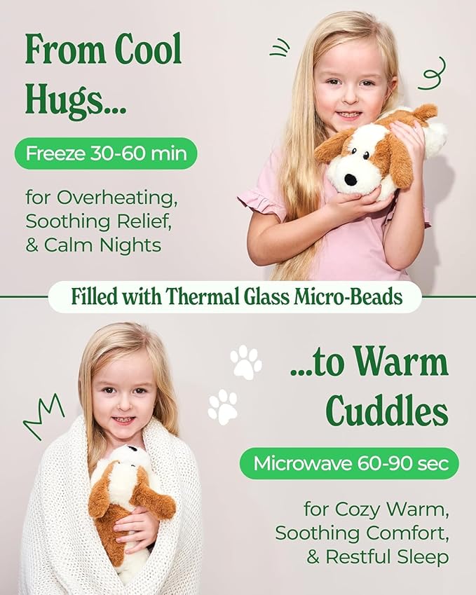 Heatable Weighted Plush Puppy Dog – Cozy Comfort & Security, Soothing Stuffed Animal for Kids & Toddlers, Compact 1.5 lbs – Perfect for Cuddles!