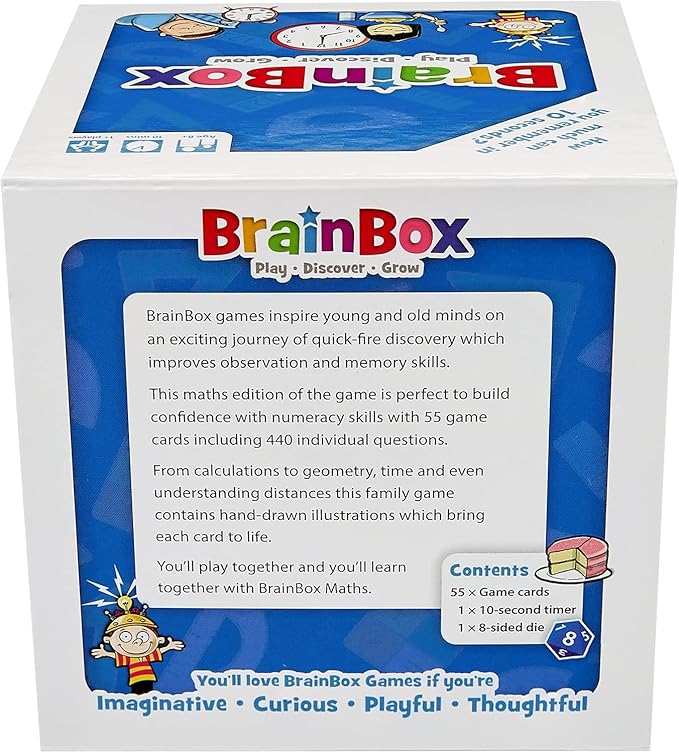BrainBox Maths Card Game - Memory & Observation, Educational Numeracy Skills, Family-Friendly Trivia for Kids & Adults, Ages 8+, 1+ Players, 10 Minute Playtime, Made by Green Board Games