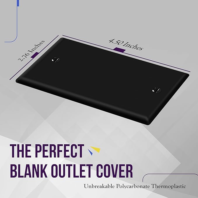 ENERLITES Blank Device Wall Plate Cover, Gloss Finish, Standard Size 1-Gang 4.50" x 2.76", Polycarbonate Thermoplastic, 8801-BK-20PCS, Black (20 Pack)