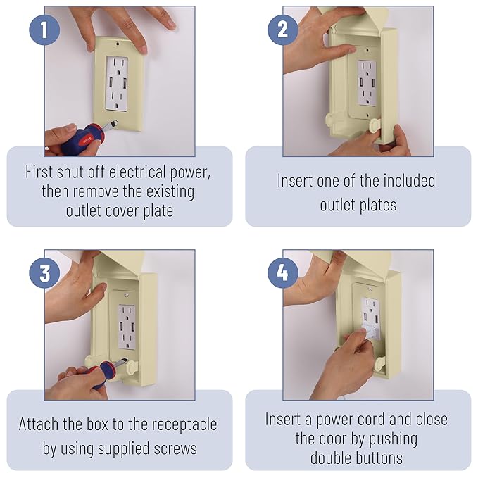 Bates - Baby Safety Outlet Cover Box, Light Almond, Outlet Covers Baby Proofing, Plug Covers for Electrical Outlets