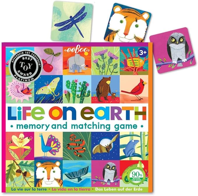 eeBoo: Memory and Matching Game - Life on Earth- 24 Pairs, Develops Recognition, Concentration, Memory & Vocabulary Skills, Age 3+