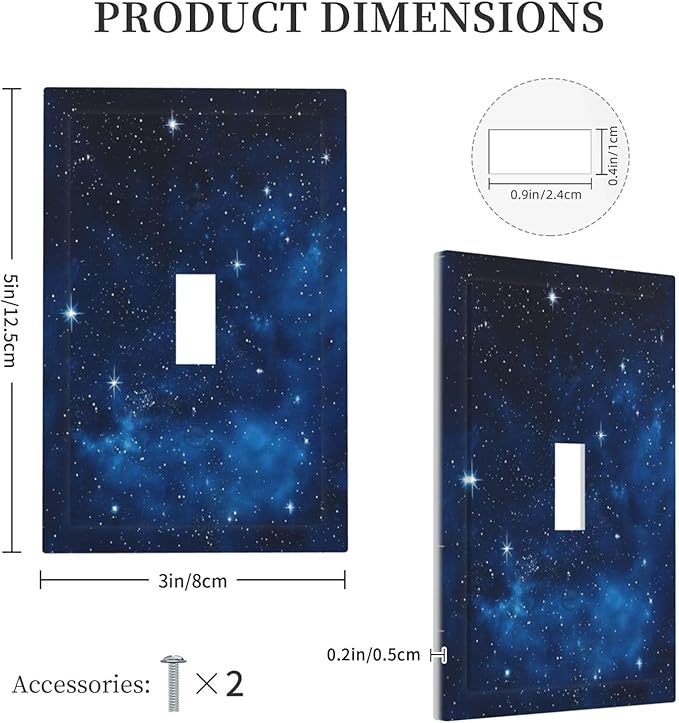 Light Switch Cover Plate Galaxy Starry Sky Universe Sparkle Stars 1 Gang Wall Plate Cover Single Toggle Outlet Covers Decorative Switch Plate Covers Electrical Faceplate for Bathroom Bedroom