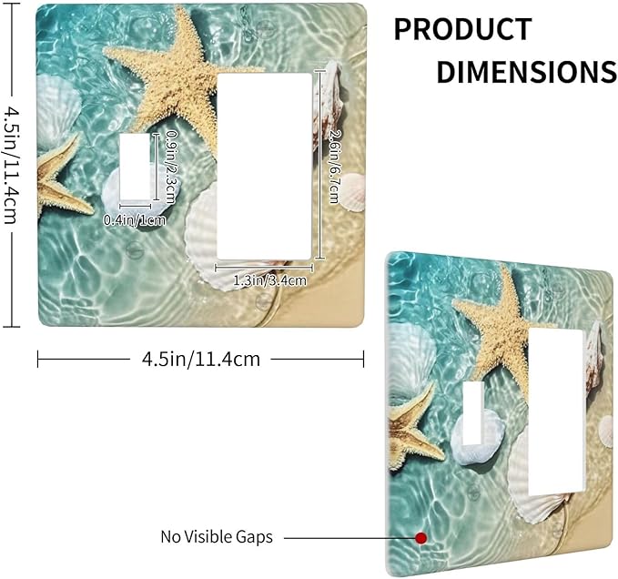 Outlet Covers Beach Starfish Ocean Conch Cameo Shell 1 Toggle 1 Rocker Combination Decorative Wall Plate Electrical Switch Plates Light Switch Cover Plate For Decor Kids Room Decor