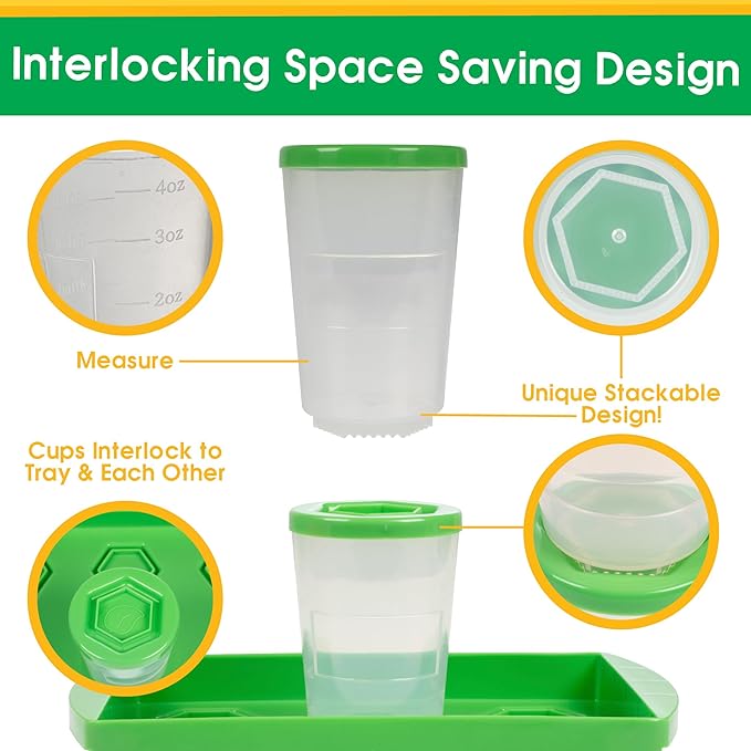Baby Food Storage Containers with Write What You Want Lids, 6 Pack - 4oz Reusable, Stackable, Leakproof Plastic Jars w Tray- Freezer, Microwave & Dishwasher Safe-BPA/PVC Free, Safe Babyfood, Gift