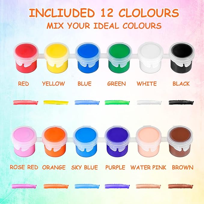 30 Pack Mini Acrylic Paint Set,12 Colors Acrylic Paints Strips for Kids&Adults Craft Paint,420 PCS Kids Painting Kit Container Strips Storage, Perfect for Home Birthday Classroom Party Favors……