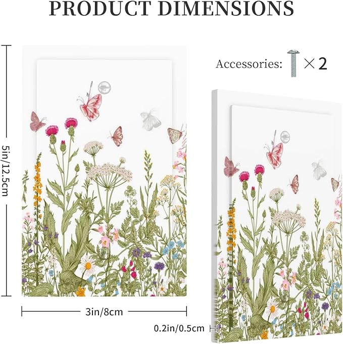 Colorful Butterfly Floral Plants Flower Vine Light Switch Cover Plate 1 Gang No Device Blank Electrical Wall Plates Faceplate Decorative Switch Plate for Bed Room Living Room Decor