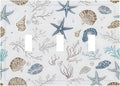 Ocean Starfish Seashells Nautical Coastal Sea Coral Decorative Switch Plates 3 Gang Wall Plate Triple Toggle Light Switch Cover Faceplate Electrical Wall Panels for Kids Room Nursery Decor