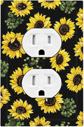 Outlet Covers Floral Sunflower Plants Flowers 1 Gang Duplex Light Switch Cover Decorative Switch Plates Electrical Receptacle Faceplate Wall Plate For Bed Room Farmhouse Decor