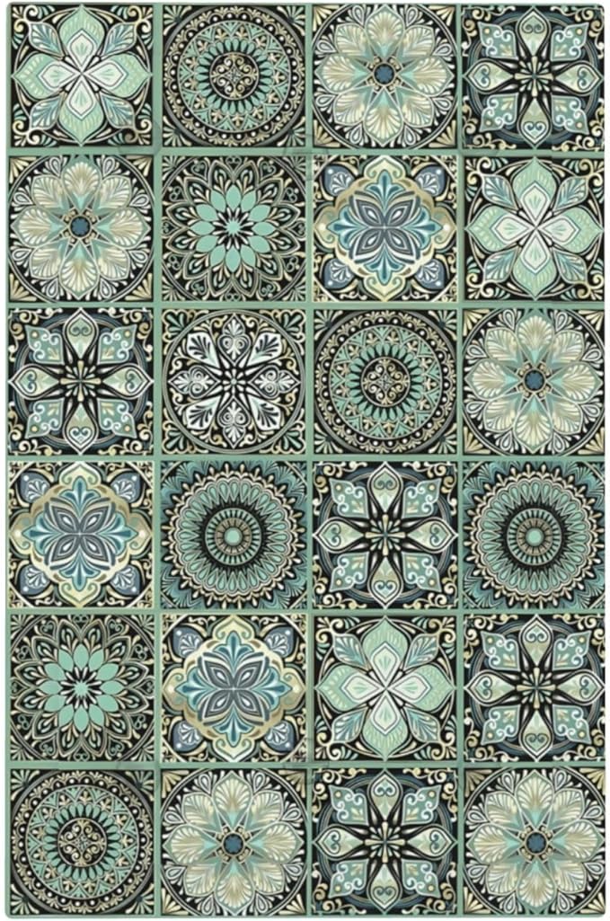 Moroccan Mandala Tile Floral Talavera Tiles Light Switch Cover Plate 1 Gang No Device Blank Electrical Wall Plates Faceplate Decorative Switch Plate Covers for Bathroom Kitchen Decor
