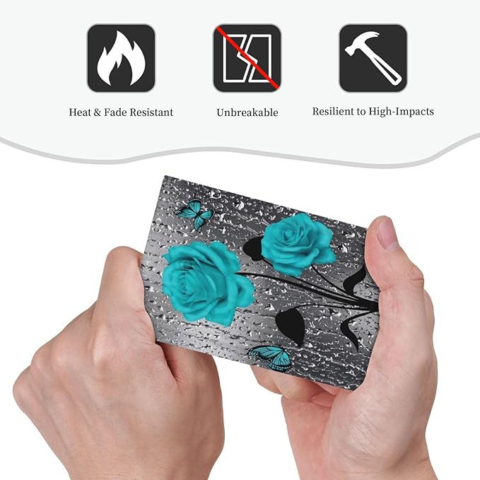 1-Gang No Device Decorative Blank Receptacle Wall Plate Romantic Lover Turquoise Teal Blue Floral Rose Flower Girl Women Light Switch Jumbo Size Electrical Face Plate Cover for Unused Outlets/Switches