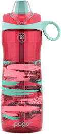 Pogo 18oz Plastic Water Bottle with Straw Lid with Carry Handle, Reusable, BPA Free, Dishwasher Safe, Perfect for Travel, School, Outdoors, and Gym