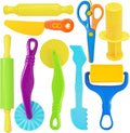 LCY WEDSHI Dough Tool Set, 9 Pcs Dough Tools Sets for Kids Ages 4-8, Dough Accessories Includes Cutters Roller, Rolling Pins, Safety Scissors, Plastic Knife, Plastic Rollers