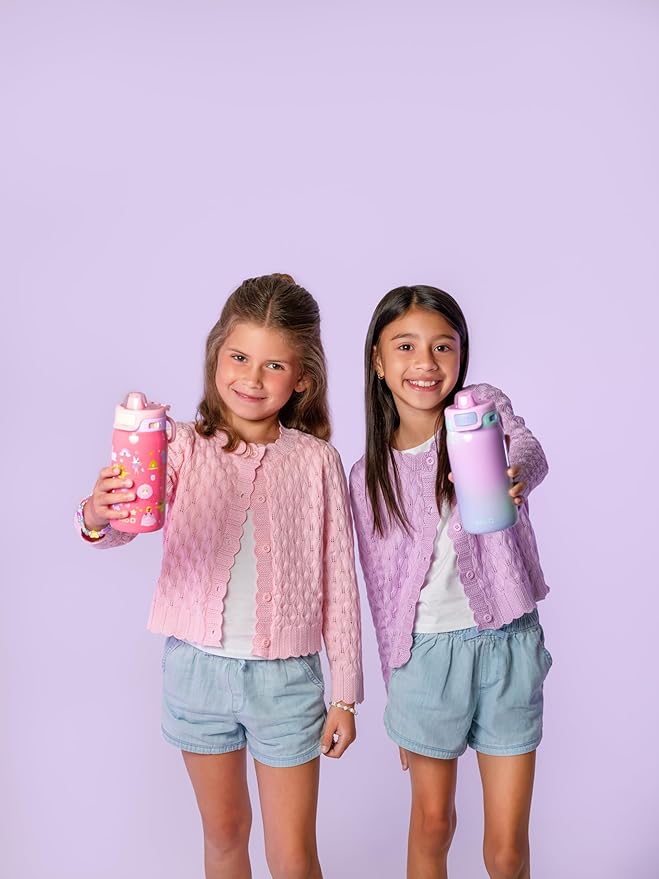 Ello Kids Pop & Fill 12oz Toddler Water Bottle with Quick Fill Lid, Double-Wall Vacuum Insulated Stainless Steel, Leak Proof, BPA Free, Sip & Chug, For School, Lunchboxes, Royal Palace