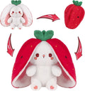 MIAODAM Easter Strawberry Bunny Plush Toy- Cute Soft Huggable Stuffed Animal for Kids & Collectors, Birthday Present & Nursery Decor 10inch