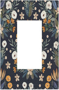 Boho Leaf Floral Navy Blue Background 1 Gang Rocker Light Switch Covers Single Decora Outlet Wall Plate Decorative Switchplate Faceplate GFCI for Farmhouse Country Bedroom Bedroom Decor