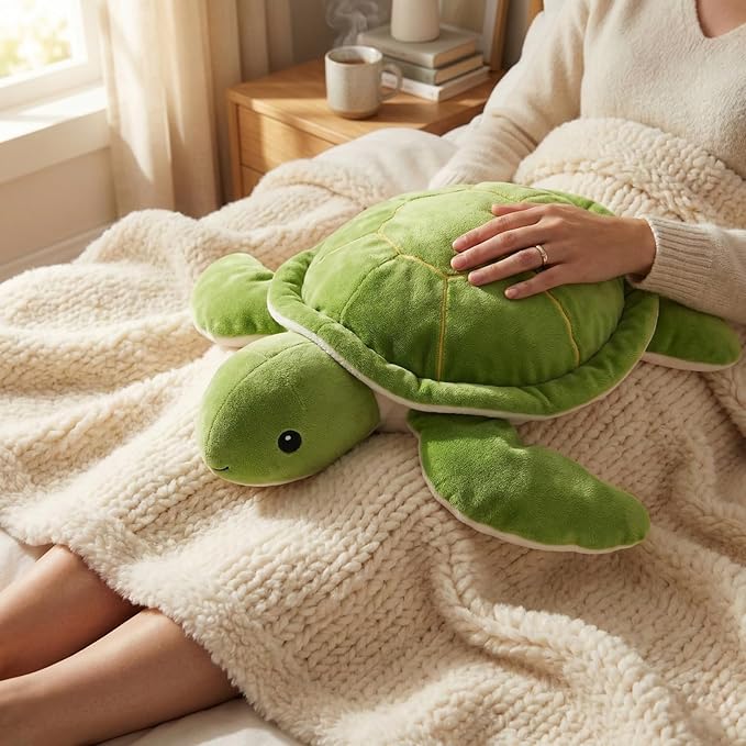 WEIGEDU Weighted Sea Turtle Plush Toy - 20 Inches, 2.3 lbs, Soft & Removable Weight for Kids and Adults - Embroidered Eyes, Comfort