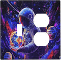 Astronaut Space Cool Galaxy Planet Wallplates 1 Toggle 1 Duplex Switch Plate Electrical GFCI Faceplate Decorative Light Switch Covers for Kids Room Nursery Decor