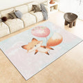 Cartoon Fox Balloon Kids Rugs 5×6.6ft Cute Animal Washable Soft Kids Bedroom Rugs, Non-Slip Floor Carpet for Living Room Dining Room Nursery Home Decor