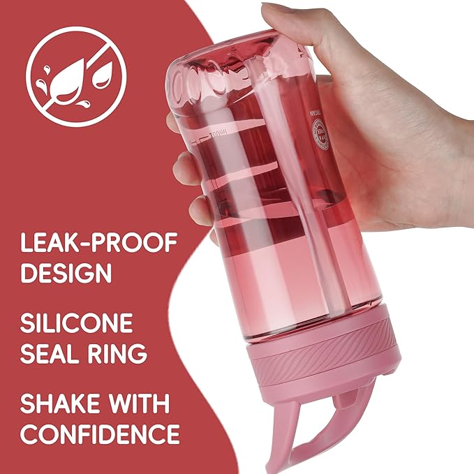 Kids Clear Water Bottle 14oz Flip with Straw Carry Handle, Leakproof, Reusable, Tritan, BPA Free, Suitable for Boys and Girls, Red
