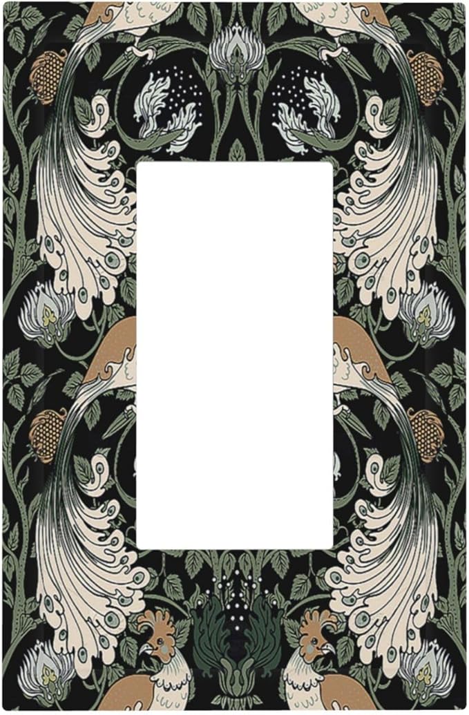 Decorative Outlet Covers William Morris Vintage Floral Plants And Birds 1 Gang Single Rocker Light Switch Cover Plate Wall Plates GFCI Faceplate for Bedroom Home Decor