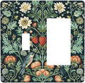 Light Switch Cover Plate Strawberry Birds Flowers Plant Morris Floral 2 Gang Combo Wall Plates Toggle Rocker Decorative Switch Plates and Outlet Covers for Bathroom Bedroom Decor