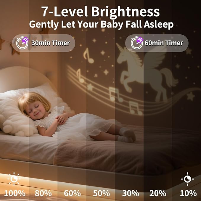 Carousel Kids Projector Night Light, 12 Music+23 Films, Rechargeable 1800mah Light Projector for Kid Room, 360 Rotating Night Light for Kids with Remote Timer, Princess Lamp for Girls Bedroom