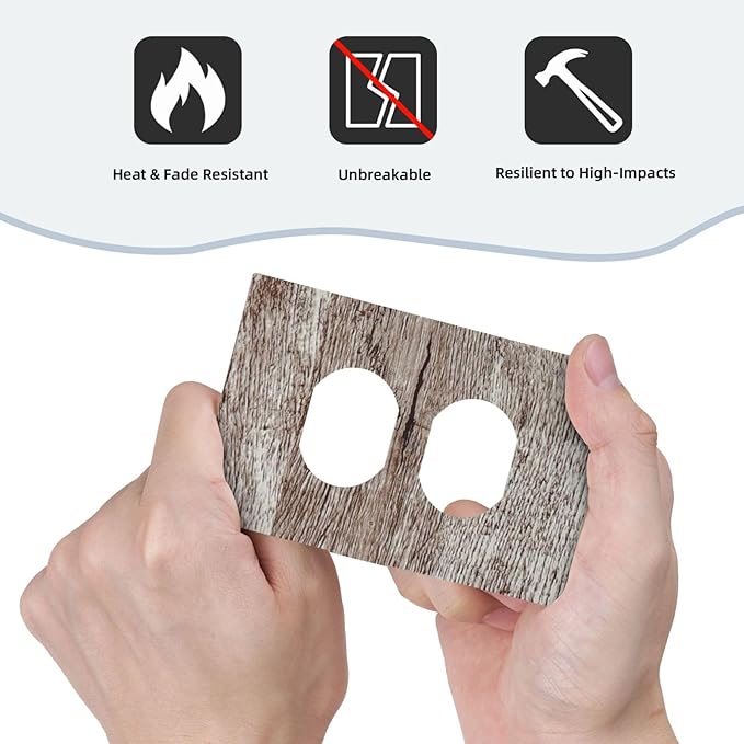 Outlet Covers Rustic Dark Grey Wood Plank Vintage Texture 1 Gang Duplex Light Switch Cover Plate Decorative Wall Plates Socket Cover Electrical Switchplate for Farmhouse Home Decor