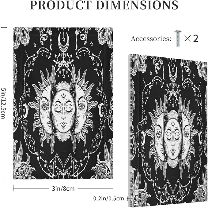 Light Switch Cover Plate Psychedelic Sun and Moon Wall Plate Cover 1 Gang Black and White Blank No Device Decorative Outlet Covers Electrical Switchplate for Bathroom Bedroom Home Decor