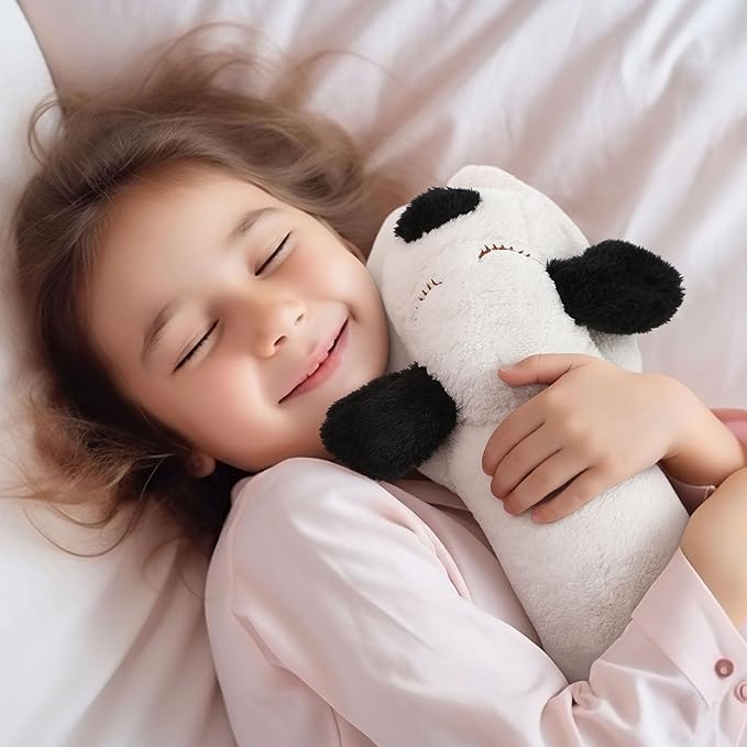 Queekay Dog Body Pillow Stuffed Animals Plush Long Body Pillow for Dogs Large Sleeping Hugging Puppy Cushion Gift for Birthday Party(23.6 Inch,Black and Beige)