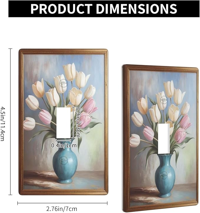 Decorative Art Light Switch Covers Tulips In Vase Single Toggle Wall Plate Decorative Switchcover Electrical Switchplate for Home Decor