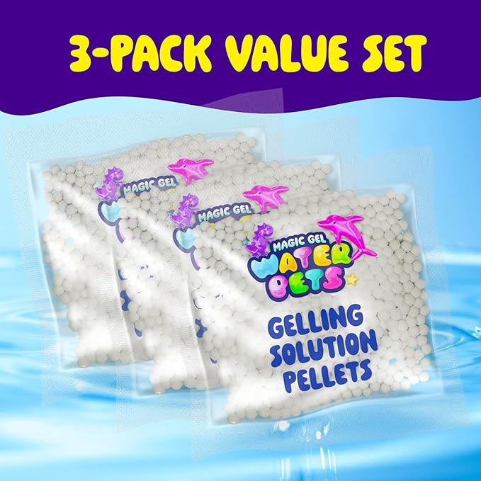 Aqua Fairy Water Pets Solution Refill - 3 Pack Magic Elf Toy Powder Kit - Optimized Solution for DIY Squishy Maker Set - Make Your Own Squishes Toys Craft - Compatible with Most Water Gel Kits