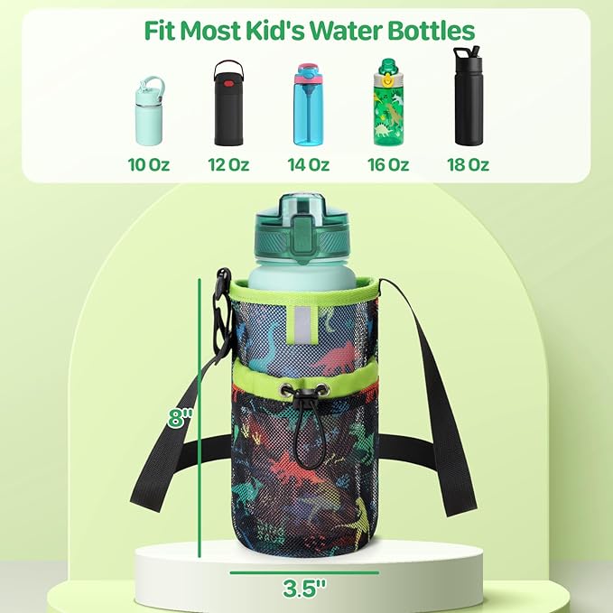 Water Bottle Carrier for Kids - Water Bottle Holder with Strap, Boys Girls Water Bottle Sling Bag for 10/12/14/16/18Oz Water Bottles Walking Hiking Camping