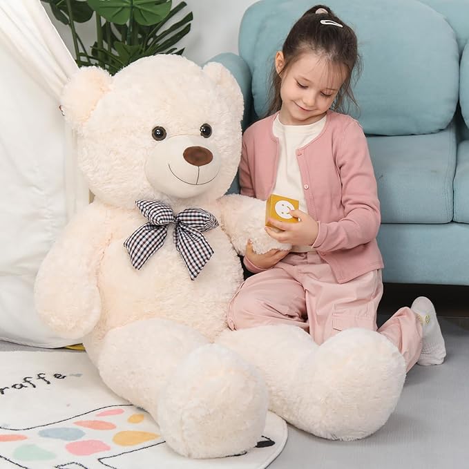 MaoGoLan Giant Teddy Bear Plush Toy - Ultra Soft & Cute Large Stuffed Animal 39 inches, Perfect for Baby Showers, Birthdays, Valentines Day Gifts (Kids, Couples, Family),Beige