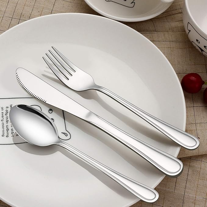 LIANYU 15-Piece Kids Silverware Set, Stainless Steel Toddler Utensils Flatware Set, Child Cutlery Tableware for 5, Include Knife Fork Spoon, Mirror Finished, Dishwasher Safe