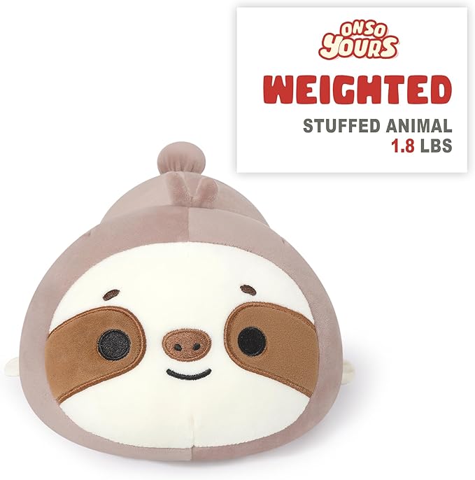 Onsoyours Original Weighted Sloth Plush, Cute 13.8"|1.8 Pound Hugging Sloth Weighted Stuffed Animal, Soft Collectible Plushies Pillow Toy Gift for Kids & Adults