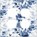 Blue Flower White Floral Plant Bird Butterfly Outlet Covers 2 Gang Double Duplex Decorative Light Switch Covers Electrical Wallplates Socket Faceplate for Bedroom Living Room Decor