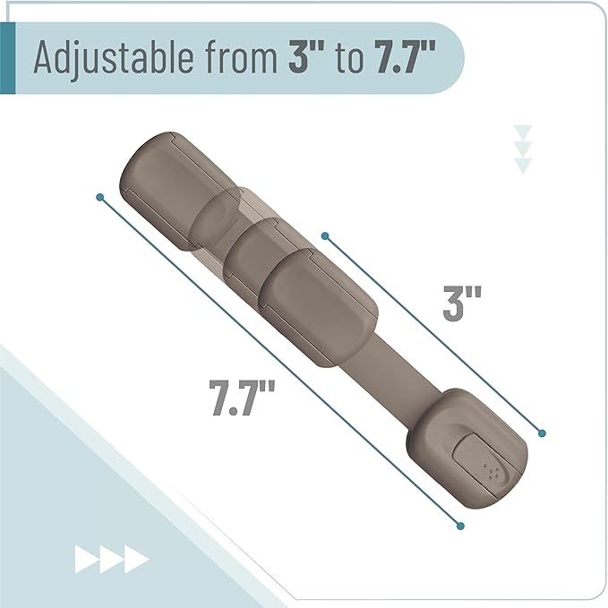 Bates- Child Safety Strap Locks, 6 Pack, Warm Gray, Baby Cabinet Locks with Adjustable Strap Length