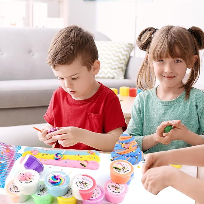 WUJYLY Butter Slime Kit 11 Pack, Scent, Stretchy, and Non-Sticky, with Peach Strawberry, Grape Slime Charms, Stress Relief, Educational Slime, Birthday Gifts Prize Party Favors for Girl Boys Kids 6-12