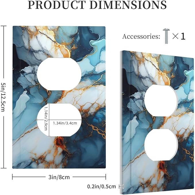 Decorative Outlet Covers Golden Abstract Luxury Marble 1 Gang Duplex Light Switch Cover Plate Electrical Switch plates Wall Plates Receptacle Covers for Livingroom Bathroom Decor