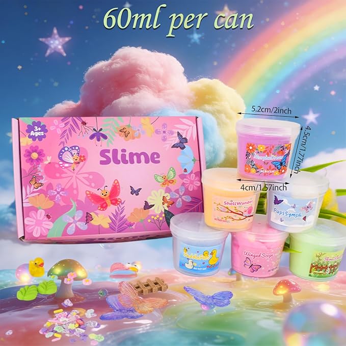6 Pack Cloud Pink Slime Kids, Slime kit for Girls Ages 8-12, Toys for Girls and Boys, for Kids Set Party kit Goodie Bag Stuffers, Girl Birthday Gift Cute Stuff