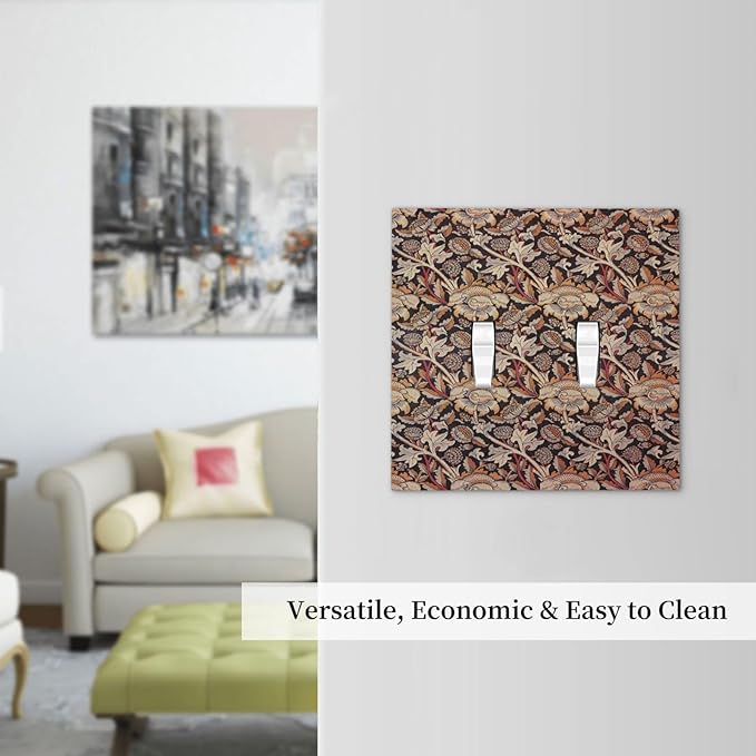 Decorative Switch Plates Vintage William Morris Floral Plants 2 Gang Double Toggle Wall Plate Outlet Light Switch Cover Electrical Faceplate for Bedroom living Room Decor