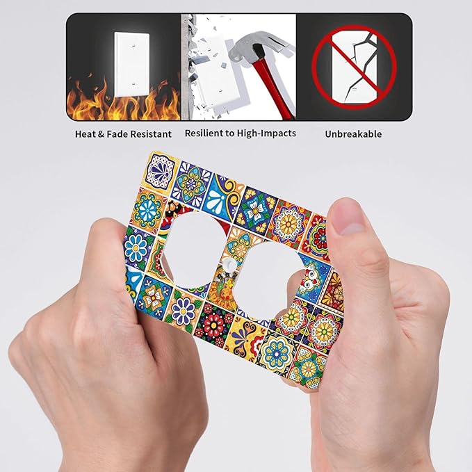 Talavera Mexican Tiles Outlet Covers Decorative Electrical Outlets Duplex Outlet 1-Gang Wall Plate Receptacle Wall Outlet Cover