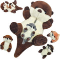 5 Pcs Sea Otter Stuffed Animal Plush Otter Set Large Mommy Stuffed Otter Plush Toy with 4 Babies in Zipper Pouch, Soft Cuddly Otter Plushies Pillow for Kids Boys Girls Birthday Christmas Plush Gifts
