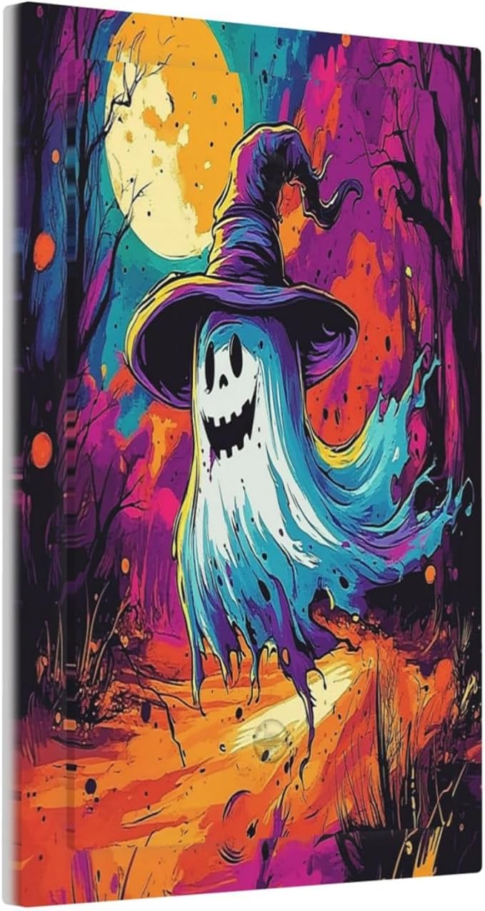 Light Switch Cover Plate Ghost Colorful Forest Moon Dead Tree 1 Gang No Device Blank Electrical Wall Plates Faceplate Decorative Switch Plate For Nursery Kids Room Decor