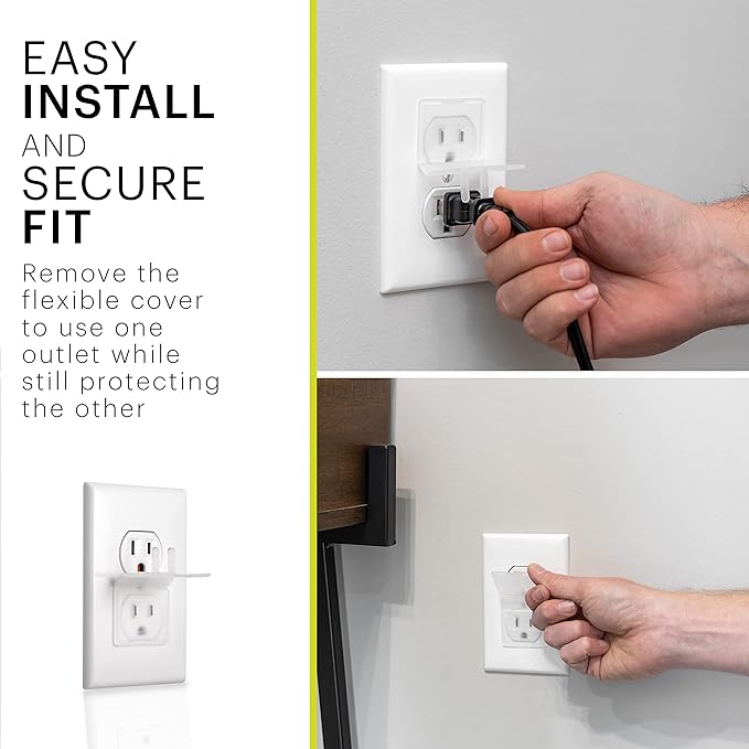 Power Gear Flexible Outlet Covers Baby Proofing Child Proof Plug Covers for Electrical Outlets Easy Install Outlet Plug Covers UL Listed Shock Prevention Clear 82605 10 Count