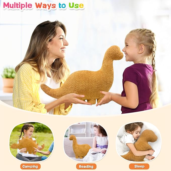 Andywoo Dino Chicken Plush Nuggets Pillow for Funny Birthday Gifts, Cute Funny Stuffed Animals Toy for Boy and Girl, Dinosaur Gifts for Kids Teens and Adults (Brachiosaurus, Large)
